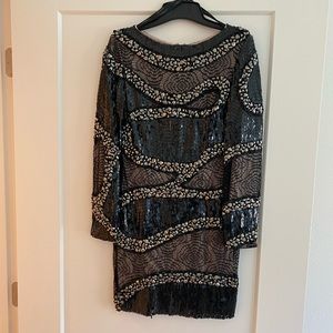 Fitted full beaded mini Jovani dress